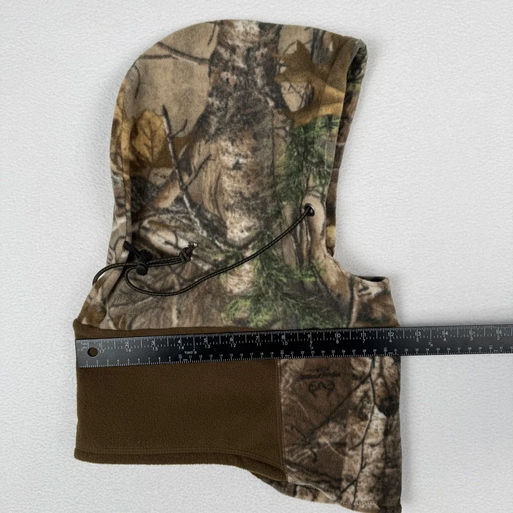 Realtree Balaclava Hood Mens OSFM Brown Camo Fleece Adjustable Drawstring